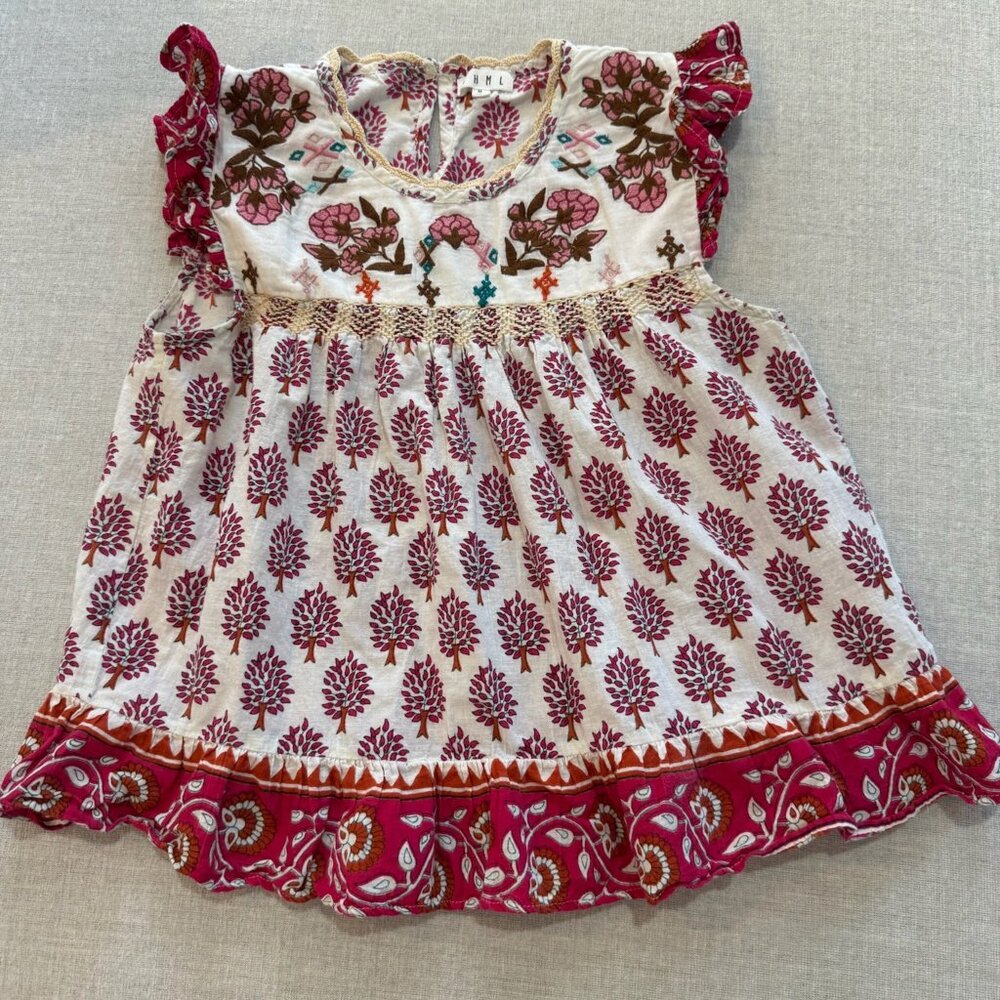 THML Floral/Tree Embroidered Frilly Top